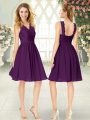 Knee Length Empire Sleeveless Purple Prom Dress Zipper