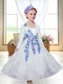 Graceful White Zipper Flower Girl Dresses Embroidery Sleeveless Ankle Length
