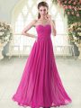 Beautiful Floor Length Fuchsia Prom Gown Sweetheart Sleeveless Zipper