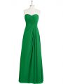 Green A-line Chiffon Sweetheart Sleeveless Ruching Floor Length Zipper Prom Dresses