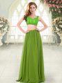 High End Straps Sleeveless Chiffon Casual Dresses Beading and Lace Zipper