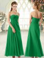 Low Price Green Sleeveless Floor Length Ruching Zipper