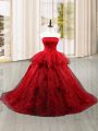 Chic Sleeveless Brush Train Lace and Ruffles Lace Up Vestidos de Quinceanera