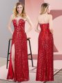 Romantic Red Sweetheart Lace Up Beading and Lace Prom Dress Sleeveless