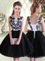 Edgy Mini Length Ball Gowns Sleeveless Black Prom Party Dress Lace Up