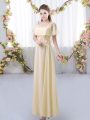 Appliques Wedding Party Dress Light Yellow Zipper Short Sleeves Floor Length