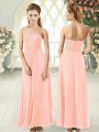 Admirable Ankle Length Empire Sleeveless Peach Prom Gown Zipper