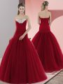 Super Floor Length Red Prom Dress Sweetheart Sleeveless Zipper