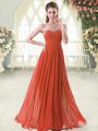 Fitting Floor Length Zipper Homecoming Dress Rust Red for Prom and Party with Beading