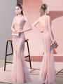 Fine Pink Backless Homecoming Dress Sequins Sleeveless Floor Length