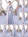 Chic Silver Scoop Lace Up Lace Damas Dress 3 4 Length Sleeve