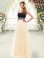 Champagne Party Dresses Prom and Party with Appliques Sweetheart Sleeveless Zipper