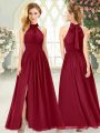 Ankle Length Zipper Homecoming Dress Wine Red for Prom and Party with Ruching