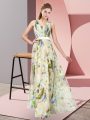 Stylish Multi-color Sleeveless Pattern Floor Length Dress for Prom
