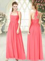 Watermelon Red Sleeveless Chiffon Zipper for Prom and Party