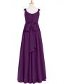 Hot Sale Eggplant Purple Zipper Prom Evening Gown Ruching Sleeveless Floor Length