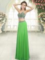 Captivating Sweetheart Sleeveless Backless Green Chiffon