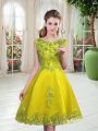 Yellow Green Sleeveless Beading and Appliques Knee Length