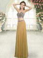 Chiffon Sleeveless Floor Length Custom Made and Beading