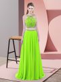Fashionable Straps Sleeveless Chiffon Prom Gown Beading Sweep Train Backless