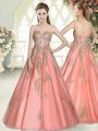 Sweetheart Sleeveless Lace Up Dress for Prom Watermelon Red Tulle