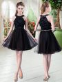 High Quality Black Sleeveless Tulle Zipper for Prom and Party
