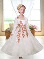 Straps Sleeveless Zipper Flower Girl Dress White Lace