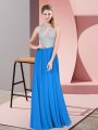 Blue High-neck Neckline Beading Homecoming Dress Sleeveless Zipper