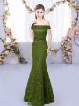 Clearance Olive Green Lace Up Off The Shoulder Lace Quinceanera Court Dresses Sleeveless