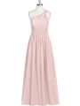 Baby Pink Sleeveless Chiffon Side Zipper Homecoming Dress for Prom and Party and Military Ball