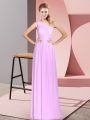 Beautiful Floor Length Lace Up Prom Dress Lilac for Prom and Party with Ruching