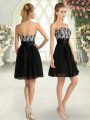Elegant Sleeveless Mini Length Lace Zipper Evening Dress with Black