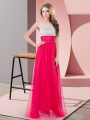 Fitting Coral Red Scoop Neckline Sequins Prom Gown Sleeveless Side Zipper