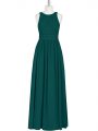 Dark Green Sleeveless Chiffon Zipper for Prom and Party