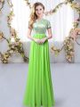 Amazing Chiffon Scoop Short Sleeves Zipper Sequins Bridesmaid Dresses in