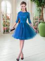 Tulle Half Sleeves Knee Length Prom Party Dress and Lace