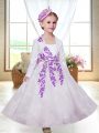 White Sleeveless Lace Zipper Flower Girl Dresses for Less for Wedding Party