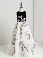 Discount White Sleeveless Printed Zipper Little Girl Pageant Gowns for Wedding Party