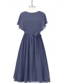 Artistic Chiffon Short Sleeves Knee Length Party Dress for Toddlers and Bowknot