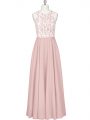 Exquisite Floor Length Column/Sheath Sleeveless Pink Prom Party Dress Zipper