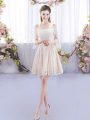 Noble Champagne Lace Up Straps Sleeveless Mini Length Wedding Guest Dresses Lace