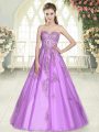 Lilac Sweetheart Neckline Appliques Prom Party Dress Sleeveless Lace Up