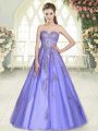 Appliques Homecoming Dress Lavender Lace Up Sleeveless Floor Length