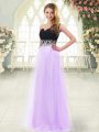 Free and Easy Sleeveless Tulle Floor Length Zipper Prom Evening Gown in Lilac with Appliques