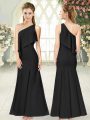 Clearance Black Sleeveless Ruching Ankle Length Dress for Prom