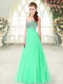 Apple Green Sleeveless Tulle Lace Up Prom Evening Gown for Prom and Party
