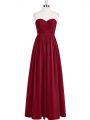 Great Wine Red Sleeveless Pleated Floor Length Homecoming Dress