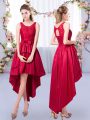 Charming Red Bridesmaid Dress Prom and Party and Wedding Party with Appliques Scoop Sleeveless Lace Up