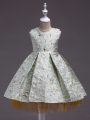 Scoop Sleeveless Satin Flower Girl Dress Embroidery