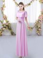 Short Sleeves Chiffon Floor Length Zipper Wedding Guest Dresses in Lilac with Appliques